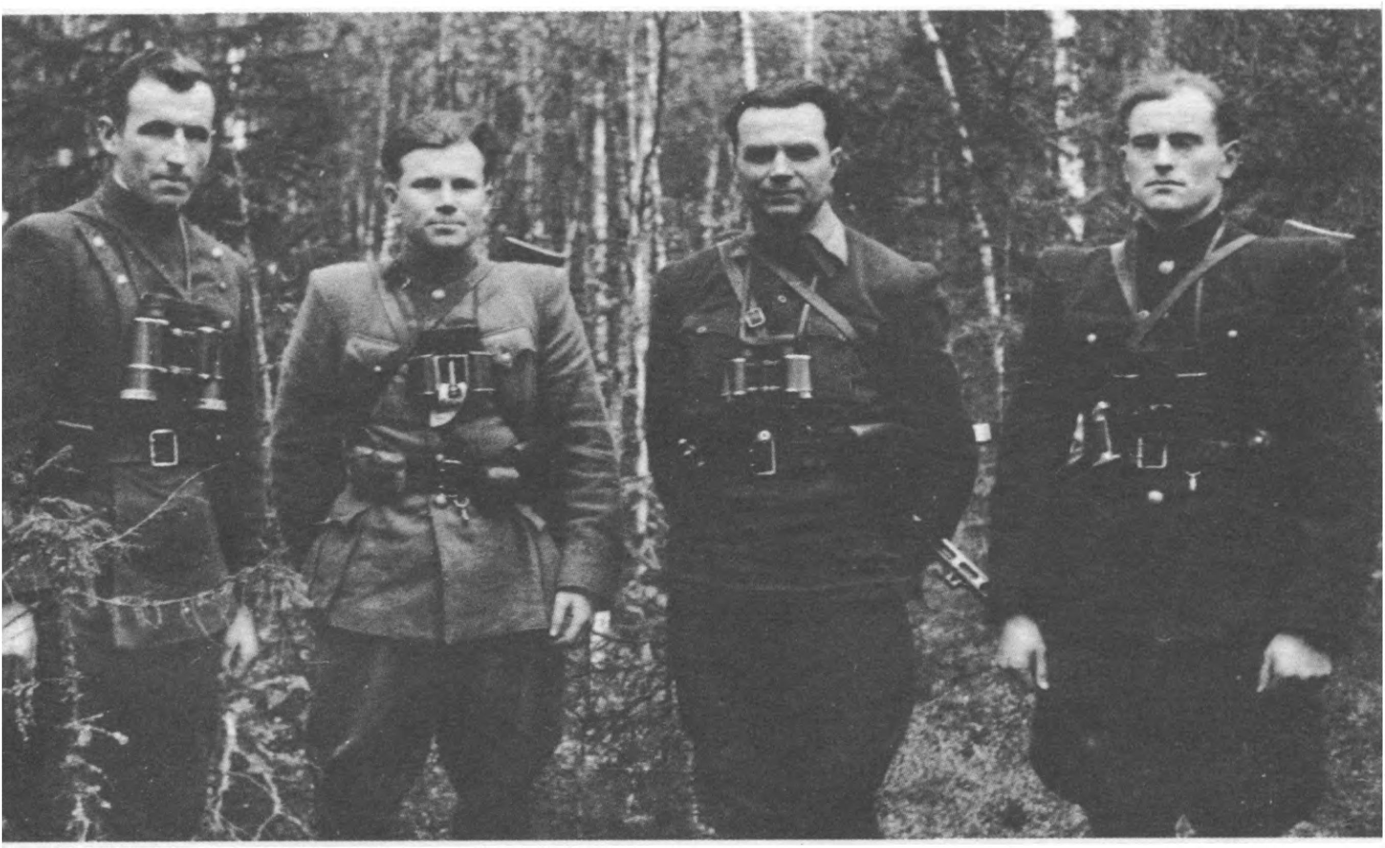 Pilėnų tėvūnijos partizanai Romas Styra-Rėksnys, Robertas Tučas-Barzdyla, Jonas Baltušis-Trimitas, Juozas Tučas.