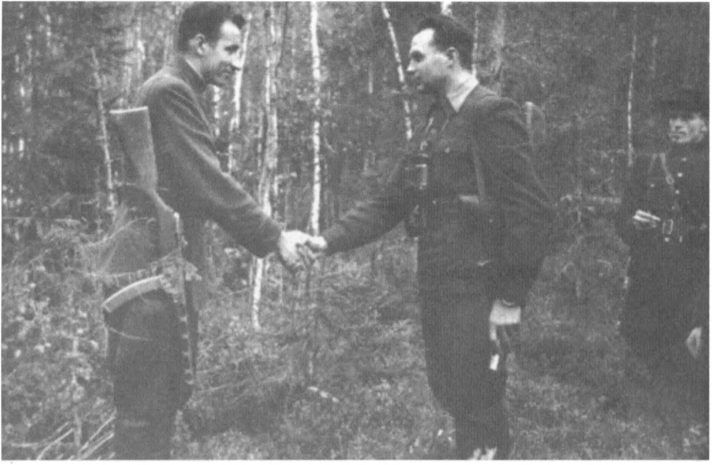 Romas Styra-Rėksnys, Jonas Baltušis-Trimitas (būrio vadas) ir Juozas Tučas-Linksmutis.