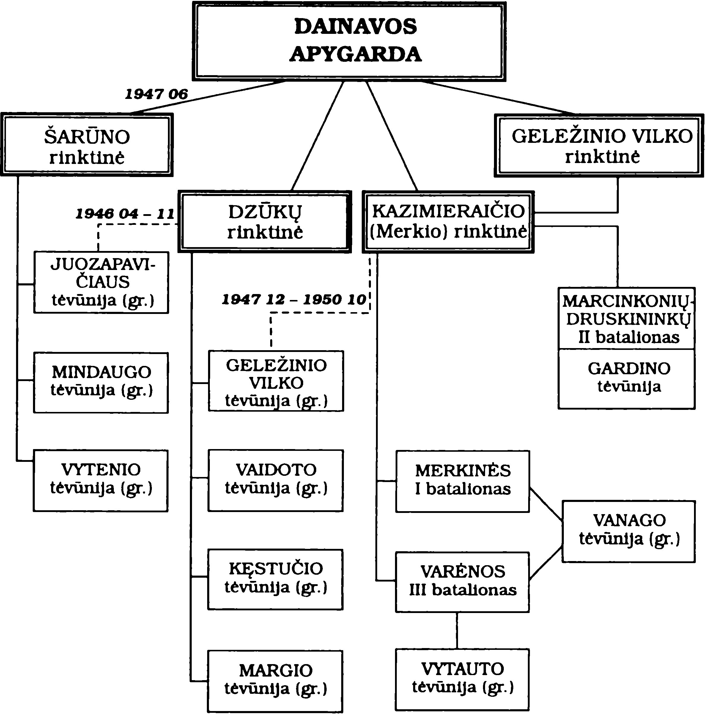 Dainavos apygardos organizacinė struktūra