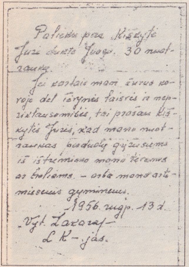 Vyt.Zakaro raštelis
