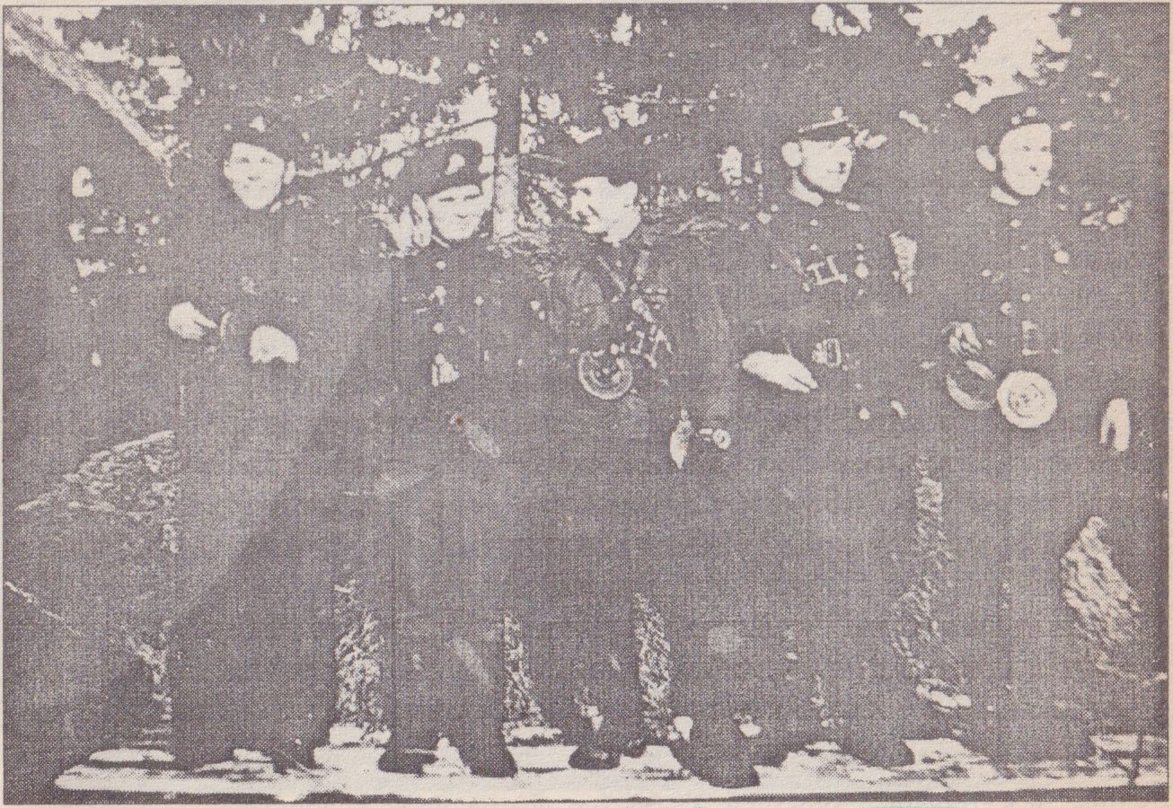 Lietuvos "Žaliosios rinktinės" partizanai: iš kairės - Vincas Kulys, Vytautas Motiekaitis, Feliksas Simonaitis - "Varna", Stasys G.ustaitis, Adolis Motiekaitis