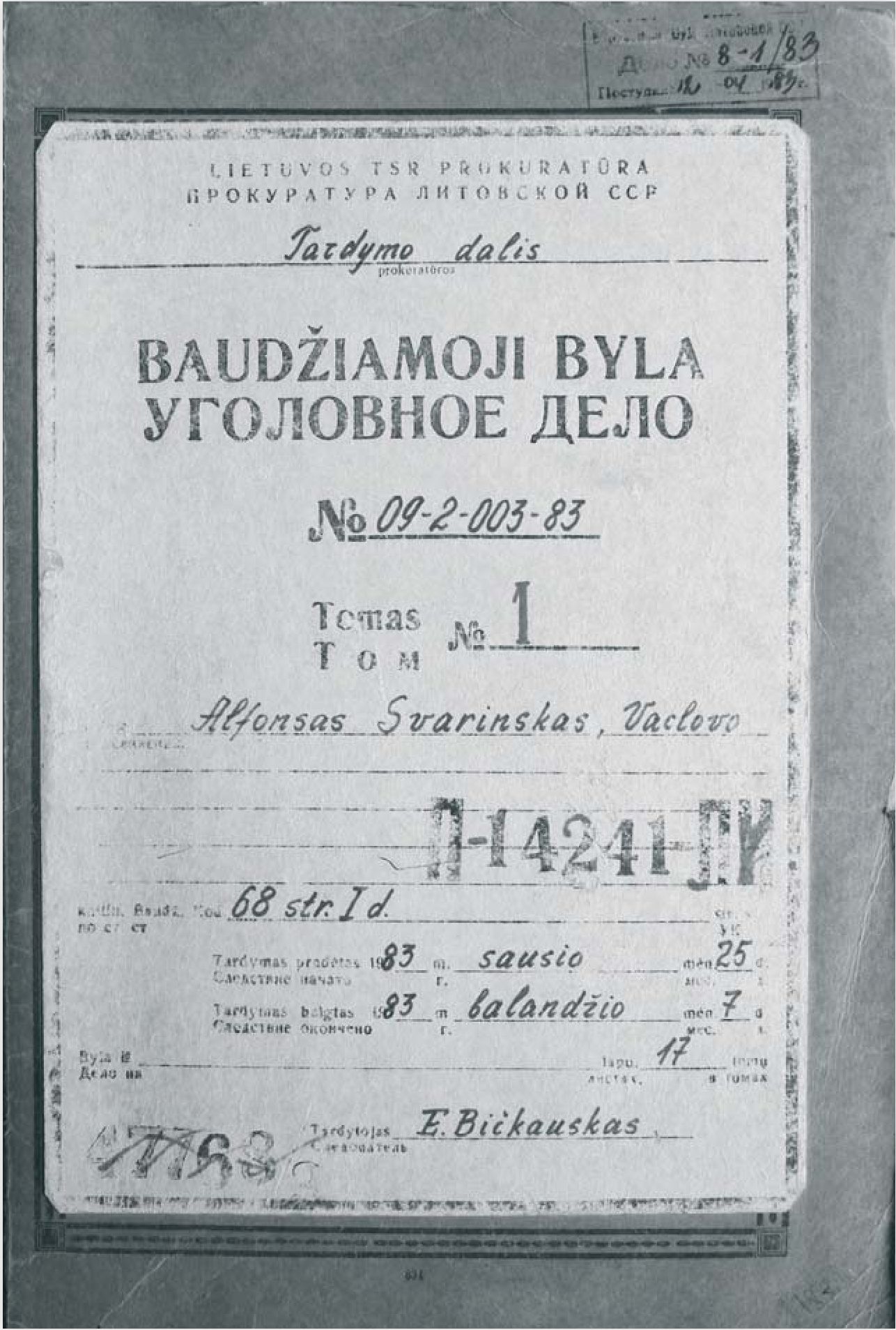 baudžiamosios bylos viršelis