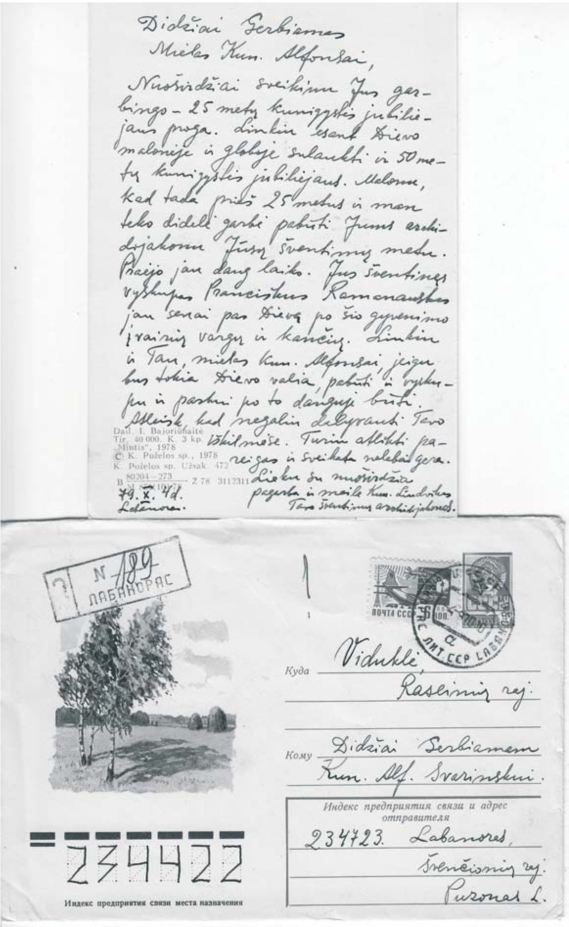 Kun. Liudviko Puzono laiškas kun. A. Svarinskui