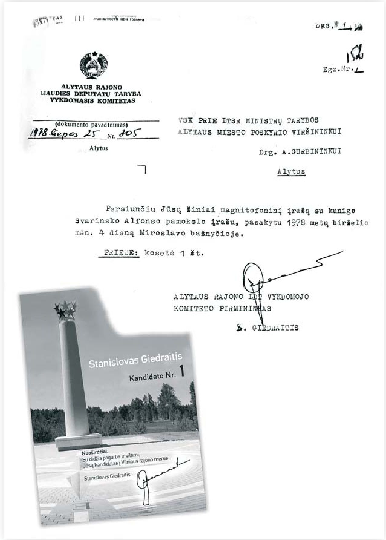 vykdomojo komiteto pirmininko S. Giedraičio raštas