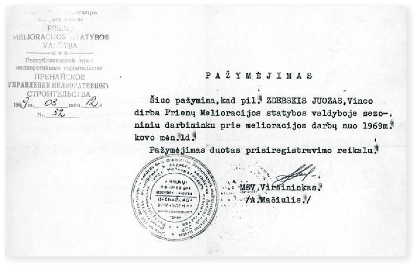 Raštas prisiregistravimui 